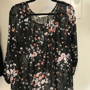 Sheer Black Floral Blouse